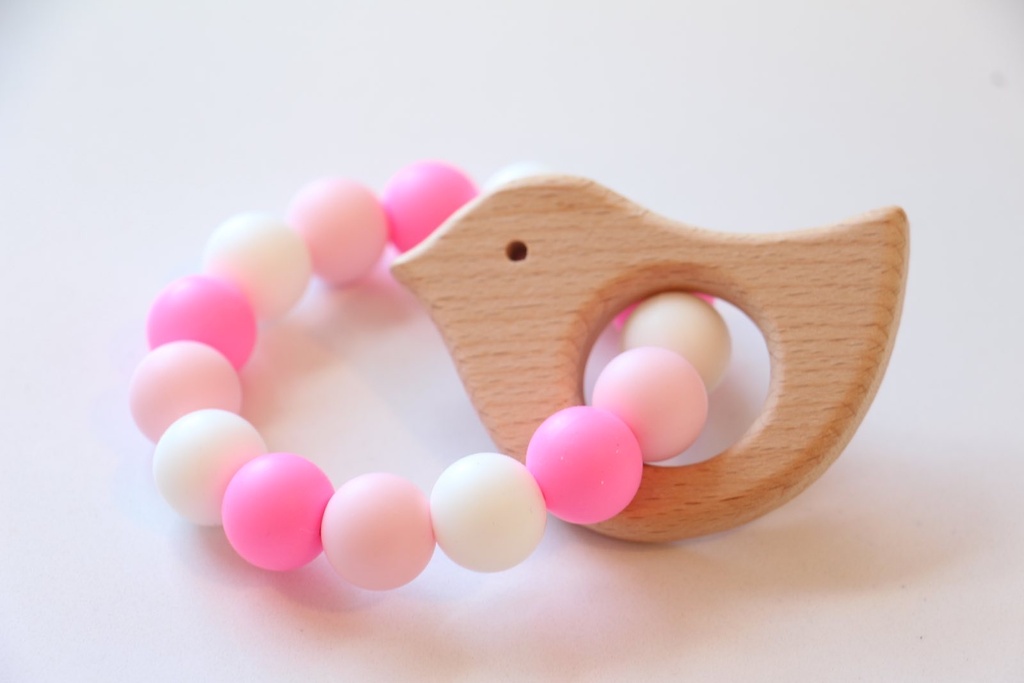 Silicone Bead Teether (Pink)